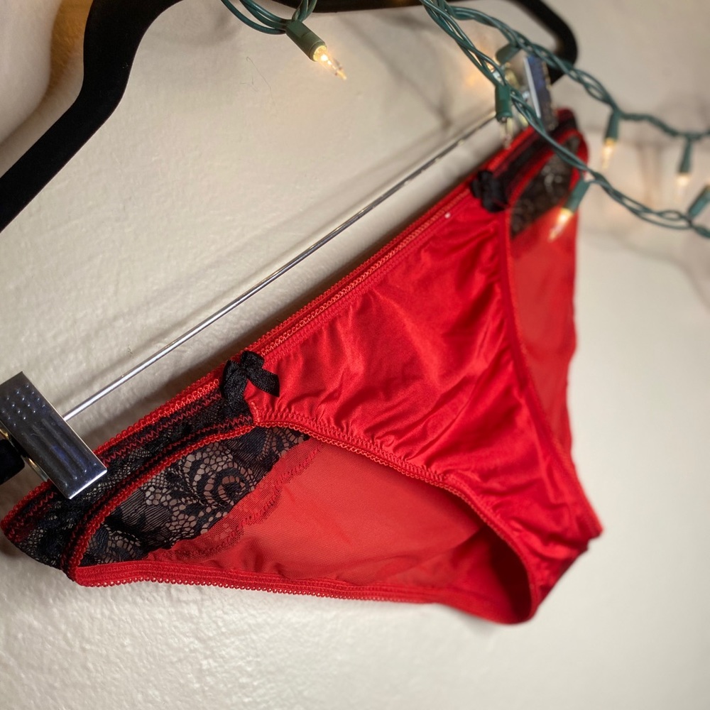 Red & Black Lace and Satin Panties